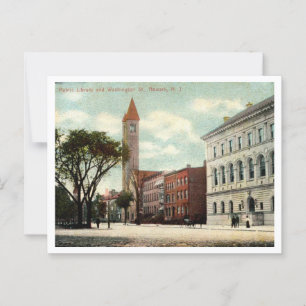 Newark NJ, Washington St, Library, 1910s Postcard