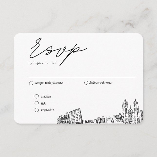 Newark Wedding Traditional RSVP Meal Option Enclosure Card (Front)