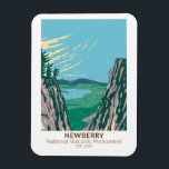 Newberry National Volcanic Monument Oregon Vintage Magnet<br><div class="desc">Newberry vector artwork design. Newberry National Volcanic Monument designated on November 5,  1990,  to protect the area around the Newberry Volcano</div>