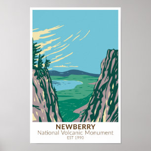 Newberry National Volcanic Monument Oregon Vintage Poster