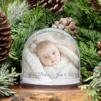 Newborn Baby 2 Sided Photo Snow Globe