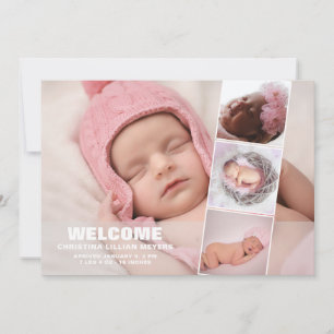 Newborn Baby 4 Photo Collage Birth Announcement