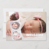 Newborn Baby 4 Photo Collage Birth Announcement