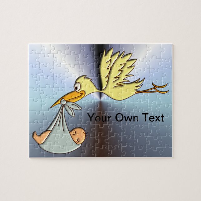 Newborn Baby Arrival - A Flying Stork Delivery Jigsaw Puzzle (Horizontal)