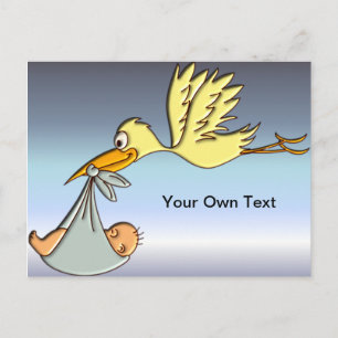 Newborn Baby Arrival - A Flying Stork Delivery Postcard