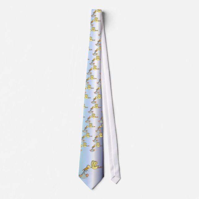 Newborn Baby Arrival - A Flying Stork Delivery Tie (Front)
