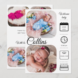 Newborn Baby Birth Announcement Photo Collage