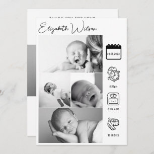 Newborn Baby Birth Announcement Photo Collage