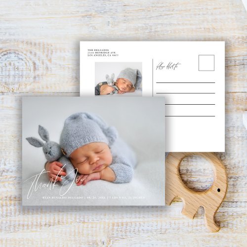 Newborn Baby Birth Announcement Photo Thank You  Postcard