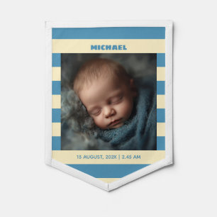 Newborn Baby Birth Date& Time with Photo Pennant