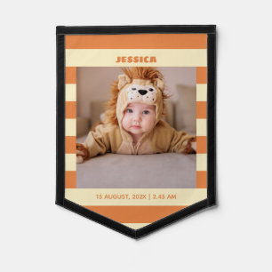 Newborn Baby Birth Date& Time with Photo Pennant
