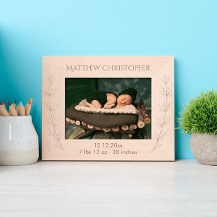 Newborn Baby Birth Details Wildflower Engraved Frames