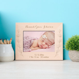 Newborn Baby Birth Details Wildflower Script Engraved Frames