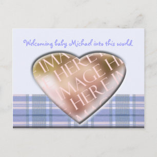 Newborn Baby Boy Announcement Tempate Postcard