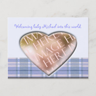 Newborn Baby Boy Announcement Tempate Postcard