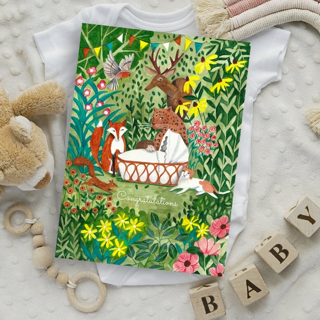 Newborn Baby Boy Girl Animals Congratulations Card (Newborn Baby Boy Girl Animals Congratulations Card)
