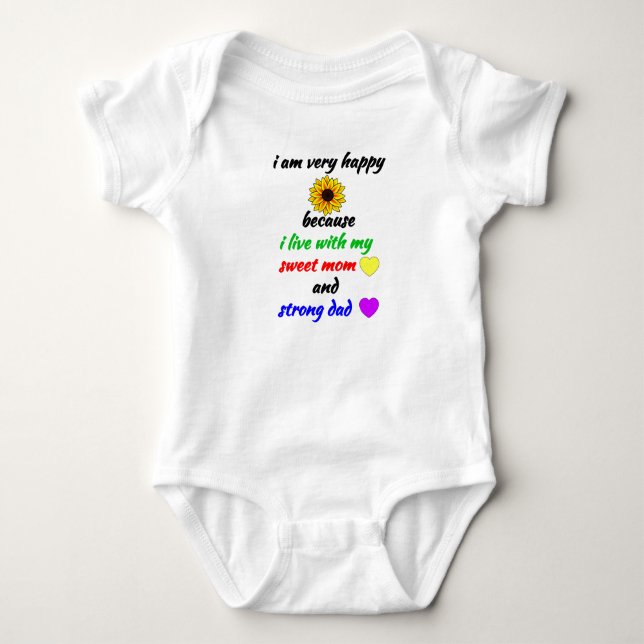 Newborn Baby Boy Girl Gift - Family Happy Mom Dad  Bodysuit (Front)