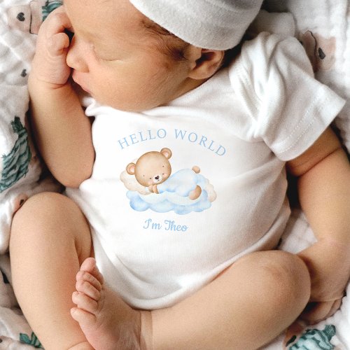 Newborn Baby Boy Name Blue Bear Baby Baby Bodysuit
