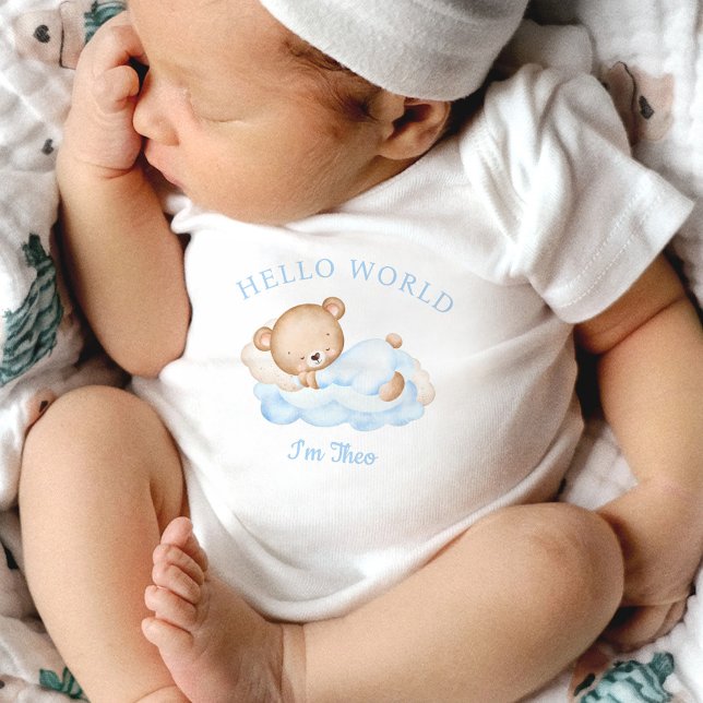 Newborn Baby Boy Name Blue Bear Baby Bodysuit (Creator Uploaded)
