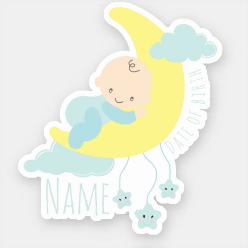 Newborn Baby Boy Personalized NameDOB Sticker