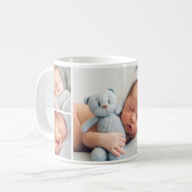 Newborn Baby Boy Photo Collage Coffee Mug (Front Left)