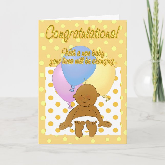 Newborn baby congratulations cartoon greeting card (Front)