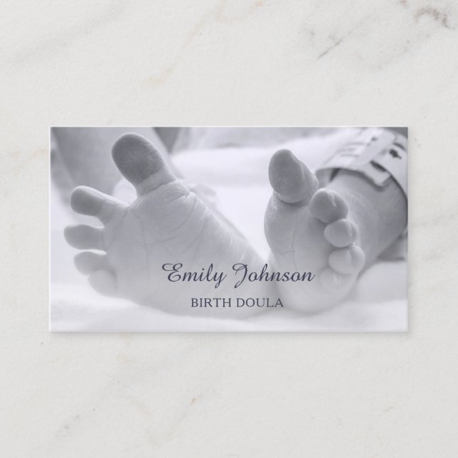 Newborn Baby Feet Hospital Band Birthing Doula Business Card (Front)