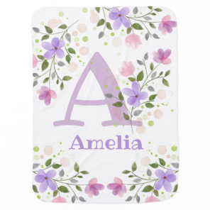 Newborn Baby Gift - Name with Flowers Blanket