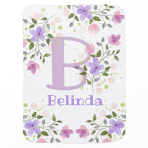 Newborn Baby Gift -  Name with Flowers Blanket