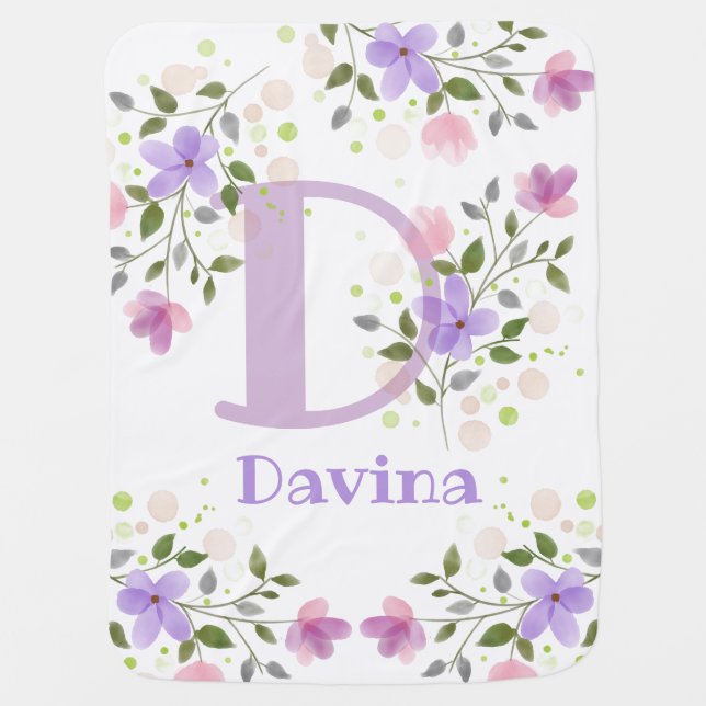 Newborn Baby Gift with Name Davina Baby Blanket (Front)