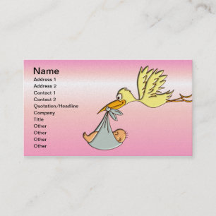Newborn Baby Girl - A Flying Stork Delivery Business Card