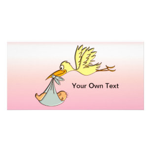 Newborn Baby Girl - A Flying Stork Delivery Card
