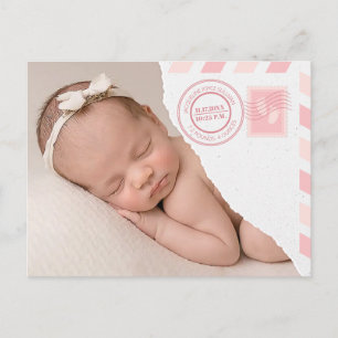 Newborn Baby Girl Announcement Postcard