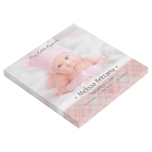 Newborn Baby Girl Little Princess Pink Plaid Gallery Wrap
