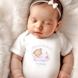 Newborn Baby Girl Name Personalized Purple Bodysuit