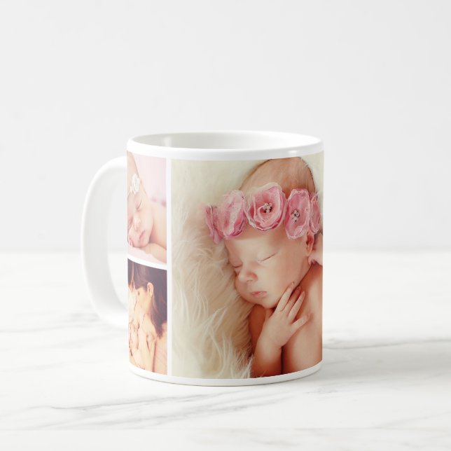 Newborn Baby Girl Photo Collage Coffee Mug (Front Left)