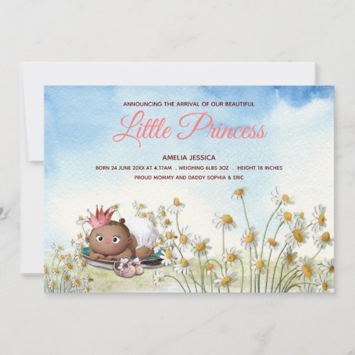 Newborn baby Girl Princess Crown Announcement Card