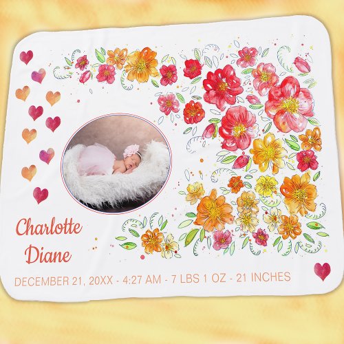 Newborn Baby Girls Photo Name Stats First Baby Blanket