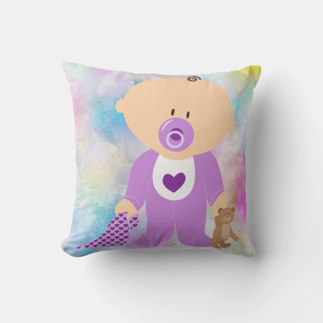 Newborn Baby Keepsake Personalized Throw Pillow (Front)
