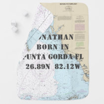 Newborn Baby Nautical Chart FL Gulf Coast Baby Blanket