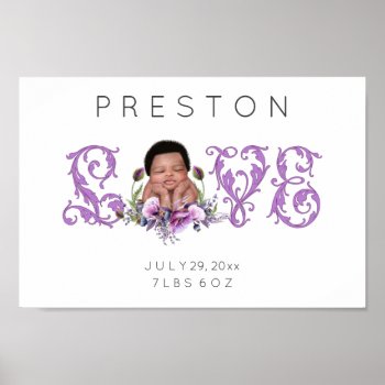 Newborn Baby Of Color Love Purple Flowers Poster by nawnibelles at Zazzle