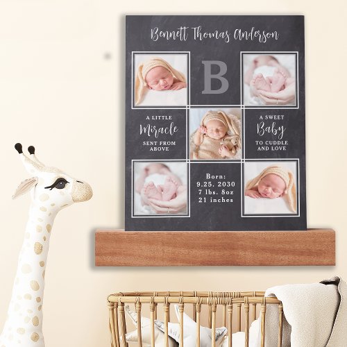 Newborn Baby Personalized Poem 5 Photo Collage Picture Ledge