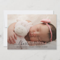 Newborn Baby Photo Birth Announcement Flat Card