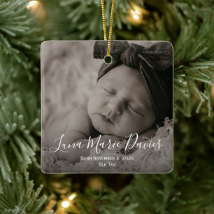 Newborn Baby Photo Ceramic Ornament