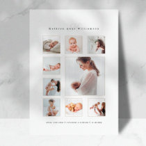 Newborn Baby Photo Collage & Monogram Birth Announcement