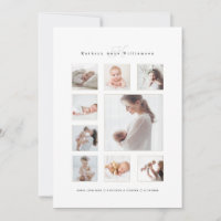 Newborn Baby Photo Collage & Monogram Birth Announcement