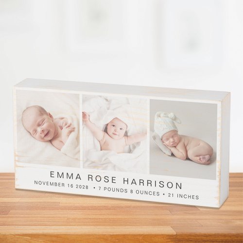 Newborn Baby Photo Collage Wooden Box Sign