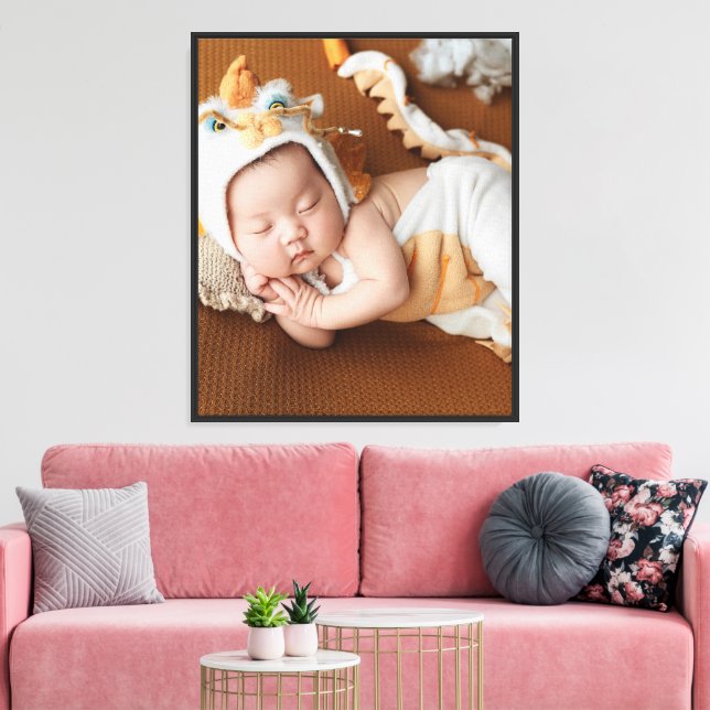 NEWBORN BABY PHOTO CUSTOM STRETCHED CANVAS  PRINT (Insitu(LivingRoom))