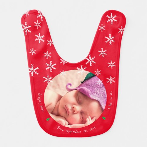 Newborn Baby Photo First Christmas Keepsake Baby Bib