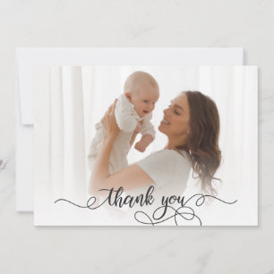 Newborn Baby Photo Modern Calligraphy Thank You